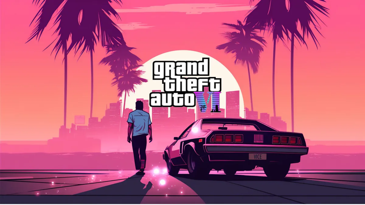 a fan-made gta VI poster with a purple background